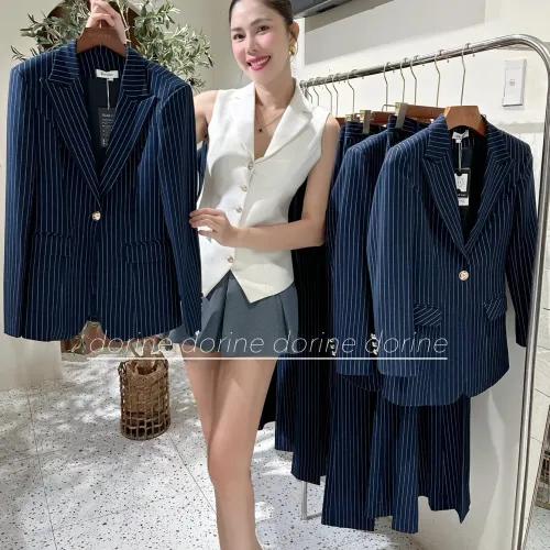 ĐỒNG PHỤC VEST NAM NỮ SỌC KẺ XANH NAVY